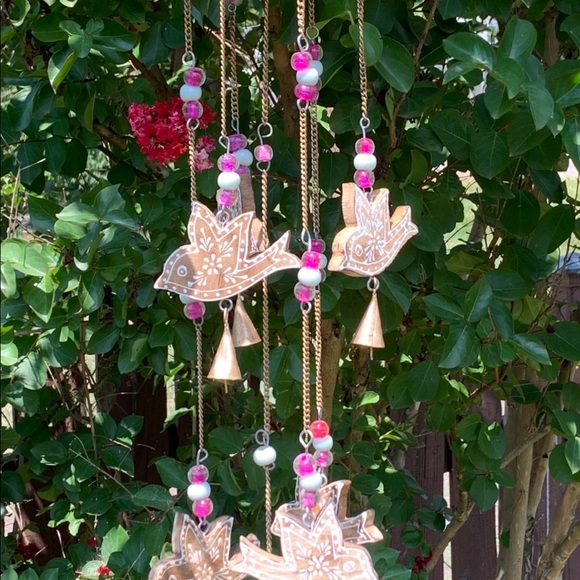 Wooden Sparrow Birds & Glass Beads Wind Chime - Picture 13 of 14